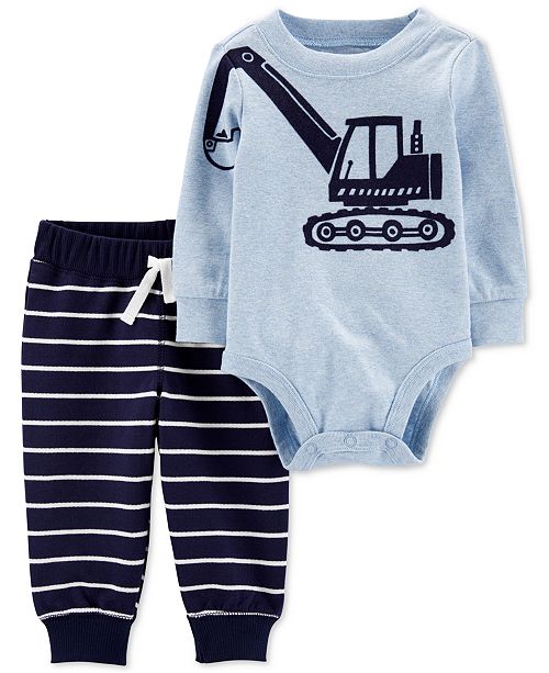 Carter S Baby Boys 2 Pc Cotton Construction Bodysuit Jogger
