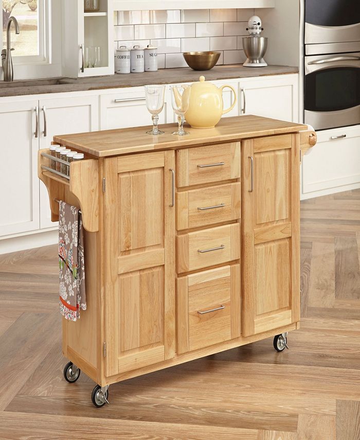 Home Styles Natural Breakfast Bar Kitchen Cart with Wood Top Macy's