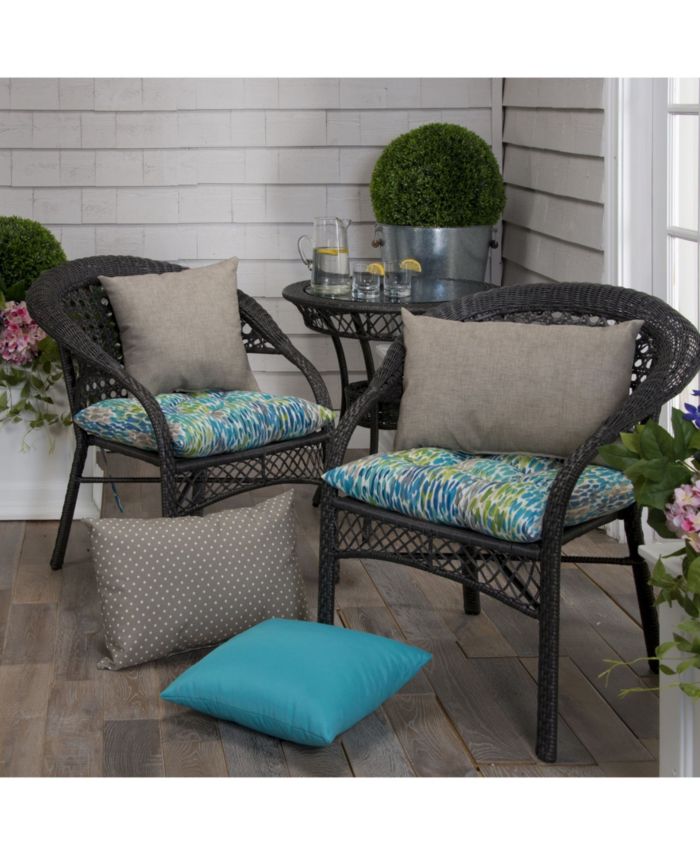 EF Home Décor EF Home Decor Indoor/Outdoor Reversible Tufted Oversized Sq. Chair Cushion 2 Pack, April Showers & Reviews - Decorative & Throw Pillows - Bed & Bath - Macy's