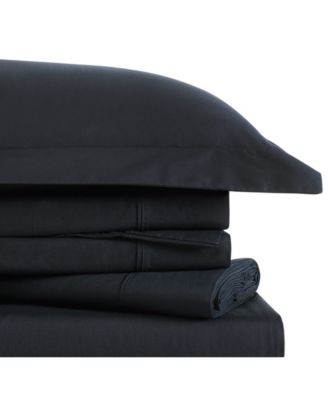 Solid Cotton Percale 3-Pc. Sheet Set, Twin