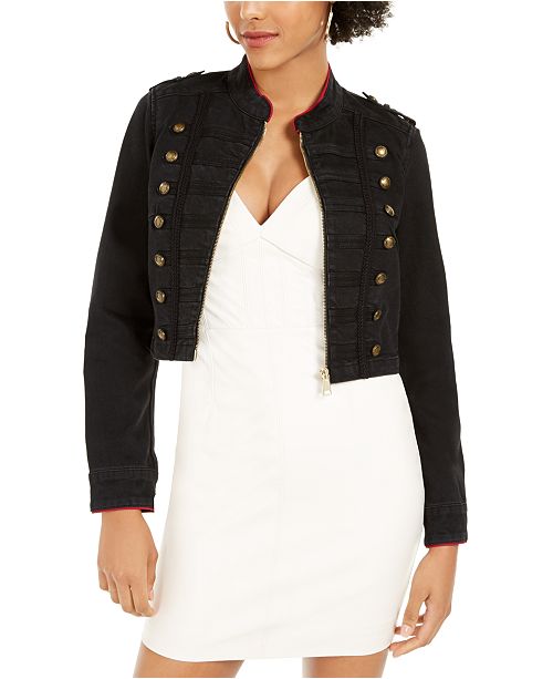 Guess Vassa Button Accent Cropped Jacket Reviews Macy S