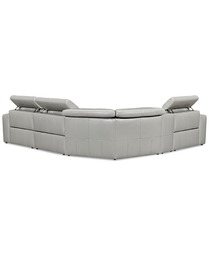 Furniture - Haigan 5-Pc. Leather "L" Shape Sectional Sofa with 2 Power Recliners