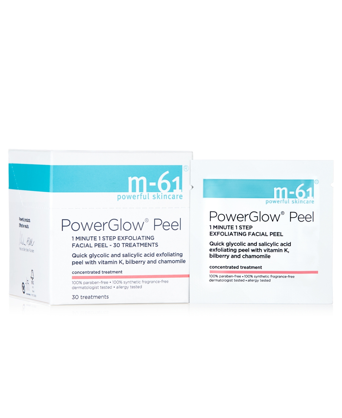 m-61 by Bluemercury PowerGlow Peel 1 Minute 1-Step Exfoliating Facial Peel - 30 Treatments