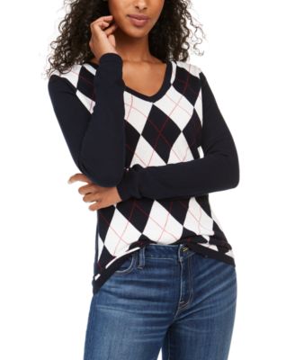 Colorblocked Argyle Sweater