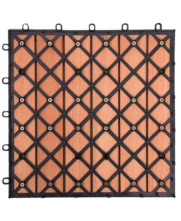 vifah outdoor patio 6-slat eucalyptus interlocking deck