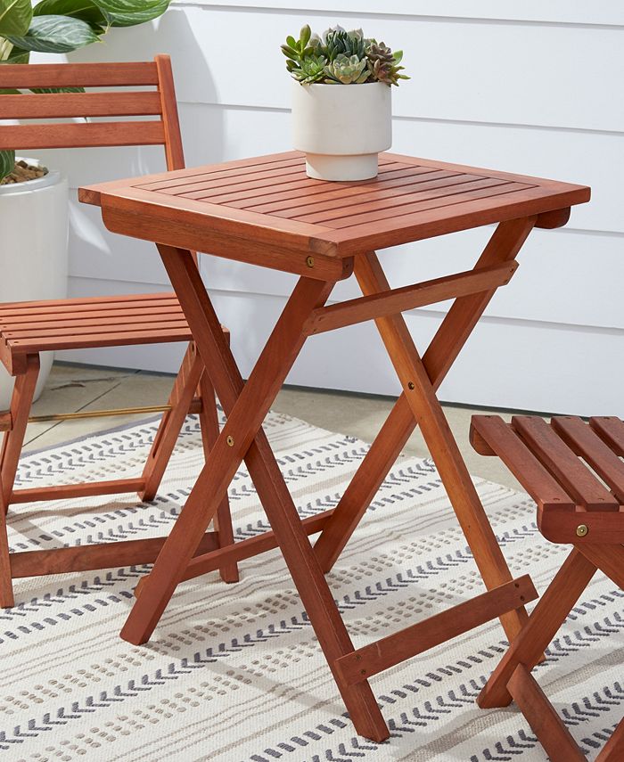 VIFAH Malibu Outdoor Patio 3Piece Wood Bistro Set Macy's