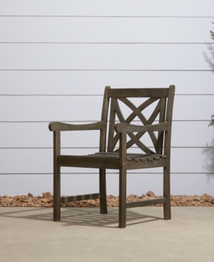 Vifah Renaissance Outdoor Patio Hand-Scraped Wood Garden Armchair