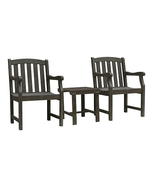 Vifah Renaissance Outdoor Patio Wood 3 Piece Conversation Set Reviews Furniture Macy S
