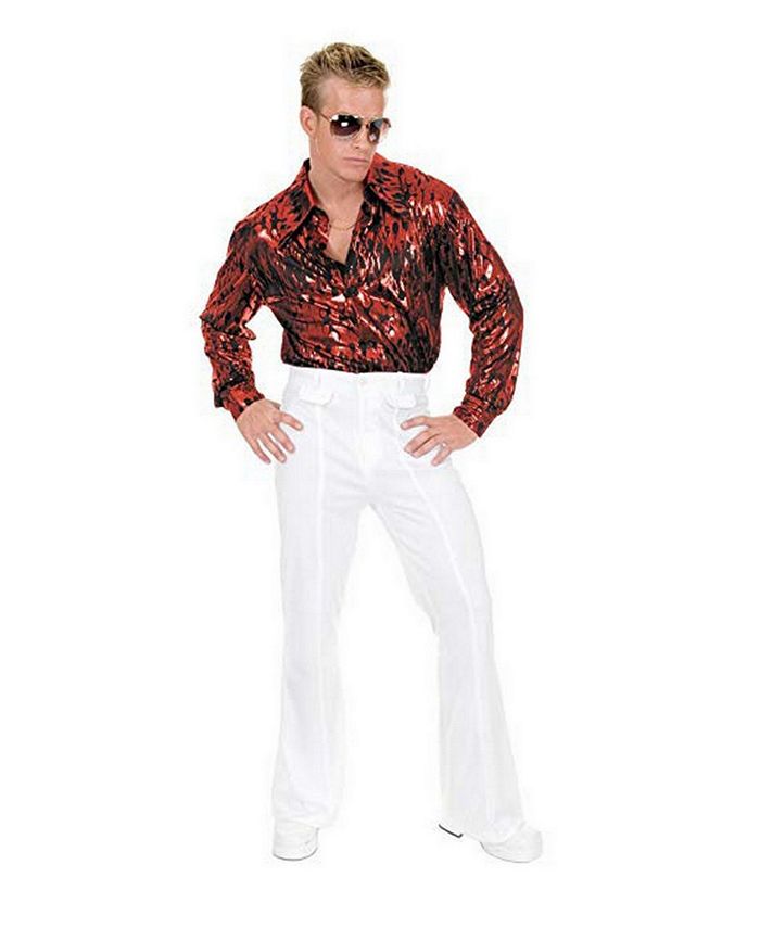 BuySeasons Men's Flame Hologram Red Disco Plus Shirt - Macy's