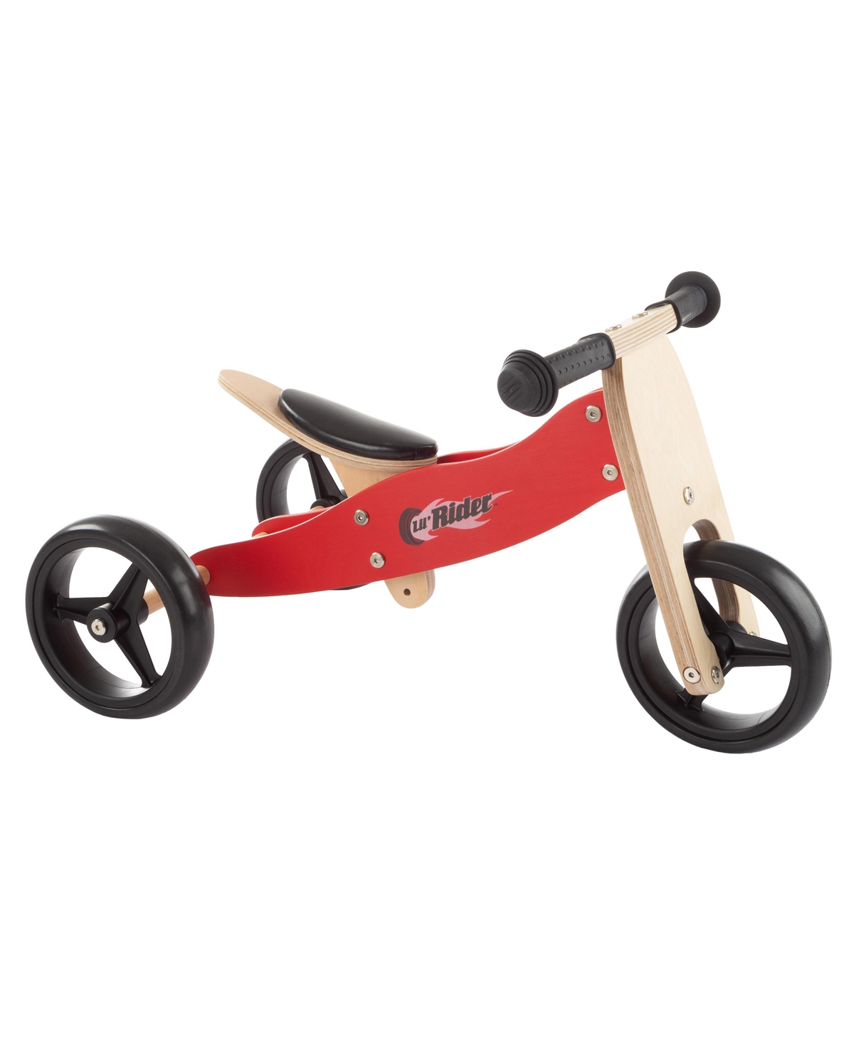 Lil' Rider 2-in-1 Wooden Balance Bike Push Tricycle In Red