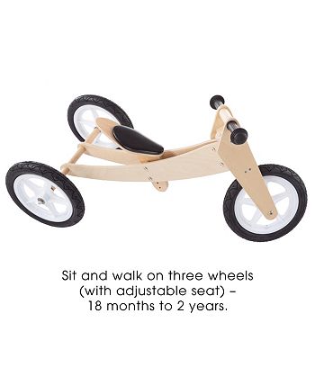 Lil' Rider - 3-in-1 Balance Bike – Multistage Wooden Walking Beginner Tricycle Convertible Ride On Boys and Girls Toy for Indoor and Outdoor Play by