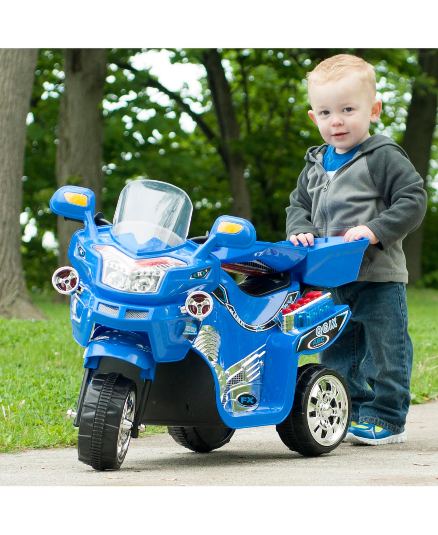 Детская игрушка Lil' Rider 3 Wheel Motorcycle Trike Battery-Powered Ride-On, 3–7 лет, цвет: Синий — фото 3