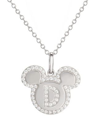 sterling silver cubic zirconia initial pendant necklace