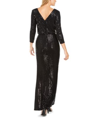 calvin klein sequined cutout blouson gown