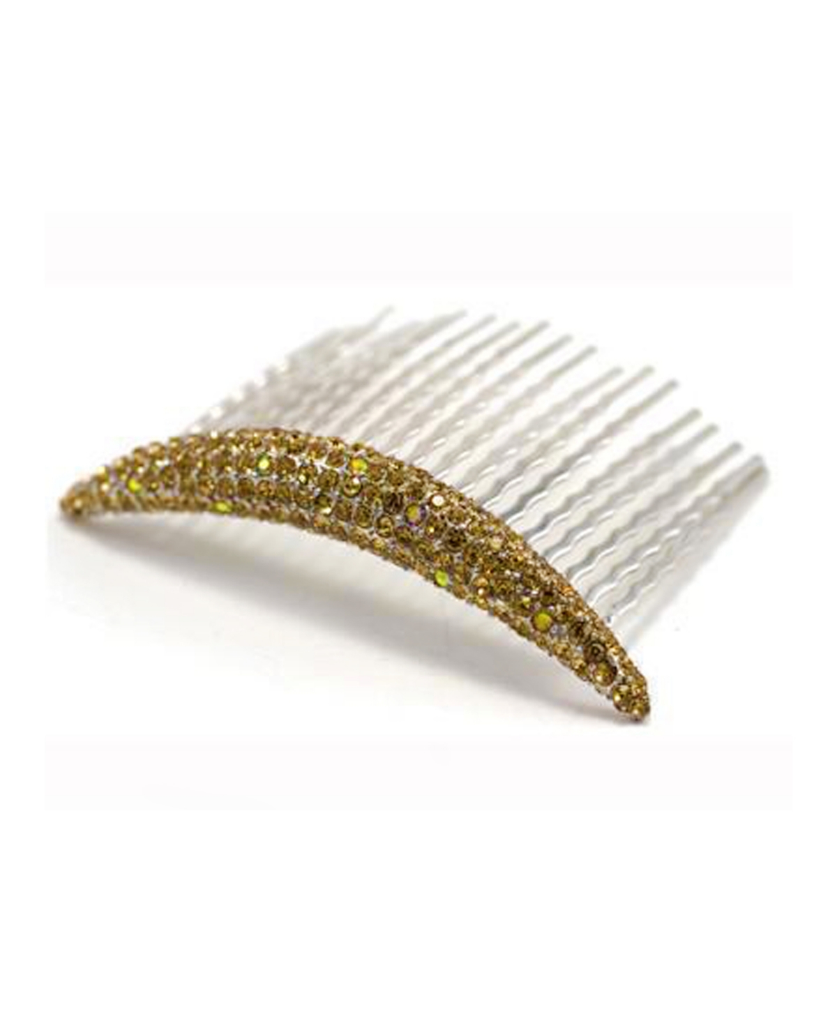 Curved Crystal Hair Comb - Green