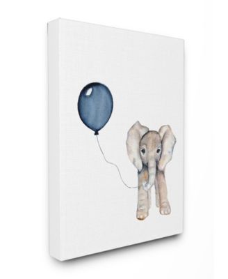 Baby Elephant with Blue Balloon Canvas Wall Art, 24" x 30"