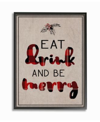 Eat Drink and Be Merry Typography Framed Giclee Art, 11" x 14"
