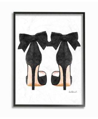 Glam Pumps Heels with Black Bow Framed Giclee Art, 11" x 14"