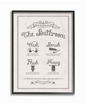 Guide To Bathroom Procedures Linen Look Framed Giclee Art, 11" x 14"