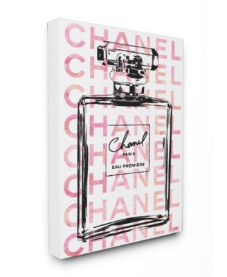 Glam Perfume Bottle with Words Pink Black Canvas Wall Art, 16" x 20"