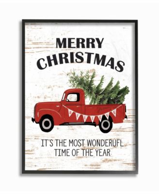 Christmas Most Wonderful Time Vintage-Inspired Truck Framed Giclee Art, 16" x 20"