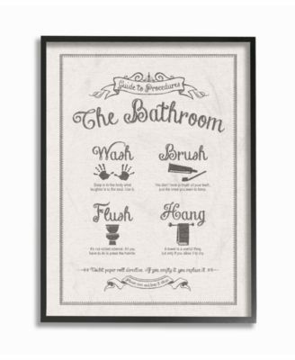 Guide To Bathroom Procedures Linen Look Framed Giclee Art, 16" x 20"
