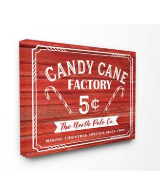 Candy Cane Factory Vintage-Inspired Sign Canvas Wall Art, 24" x 30"