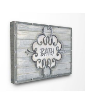 Home Decor Collection Bath Gray Bead Board with Scroll Plaque Bathroom Canvas Wall Art, 16" x 20"