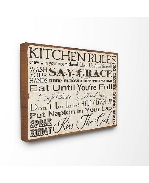 Stupell Industries Home Decor Kitchen Rules Creme Typography