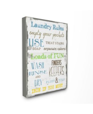 Home Decor Laundry Rules Typography Bathroom Canvas Wall Art, 24" x 30"