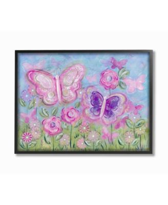 The Kids Room Pastel Butterflies in a Garden Framed Giclee Art, 16" x 20"