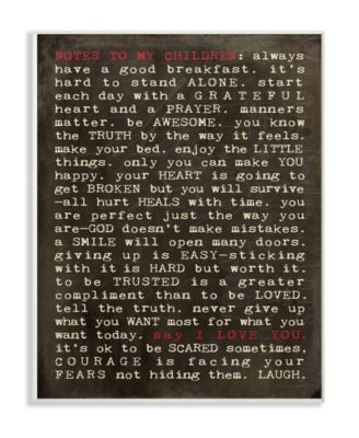 Notes To My Children Wall Plaque Art, 10" x 15"