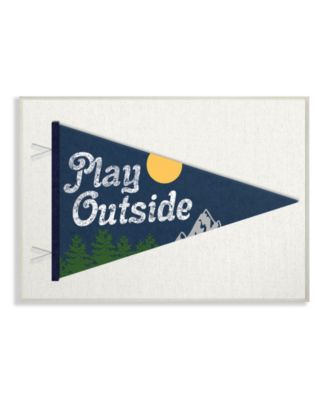 Play Outside Nature Pennant Blue Wall Plaque Art, 12.5" x 18.5"