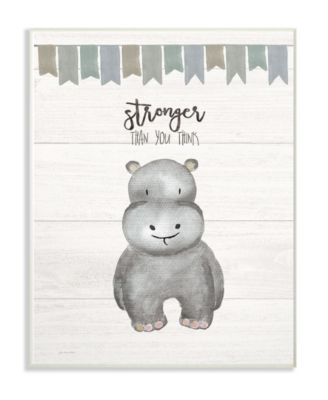 Stronger Than You Think Hippo Wall Plaque Art, 12.5" x 18.5"