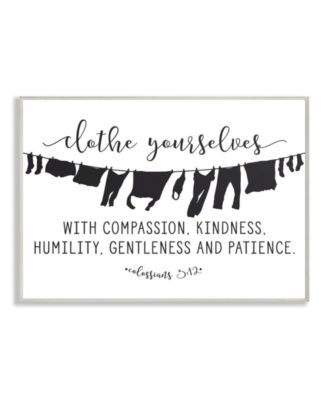 Clothe Yourselves with Compassion Clothesline Wall Plaque Art, 12.5" x 18.5"