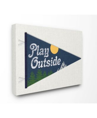 Play Outside Nature Pennant Blue Canvas Wall Art, 24" x 30"