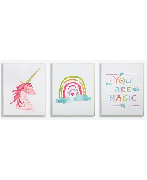 Stupell Industries You Are Magic Rainbow And Unicorn 3 Piece Wall
