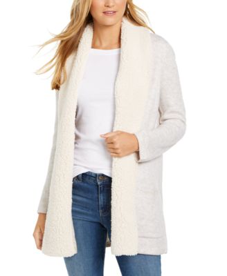open front sherpa cardigan