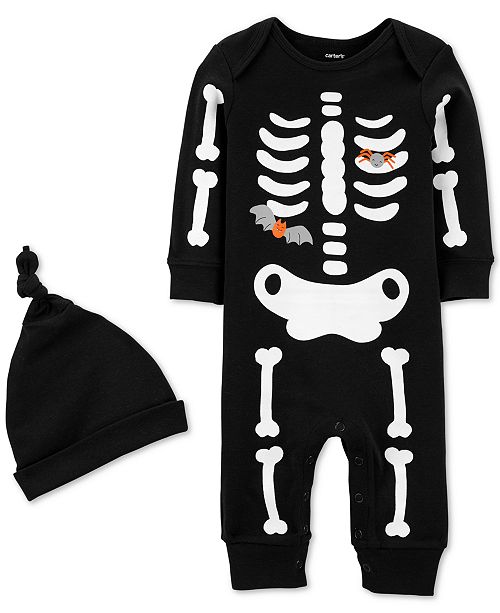 Baby Boys Girls 2 Pc Cotton Skeleton Hat Glow In The Dark