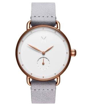 image of Mvmt Bloom Ghost Iris Gray Leather Strap Watch 36mm