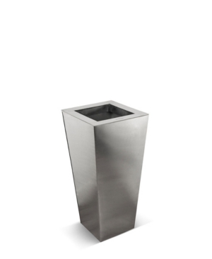 Le Present Satino Classic Tapered Stainless Steel Vase 28" In Silver