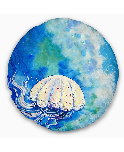 Design Art Designart Large Jellyfish Watercolor Abstract Throw Pillow 20 Round Reviews Decorative Throw Pillows Bed Bath Macy S