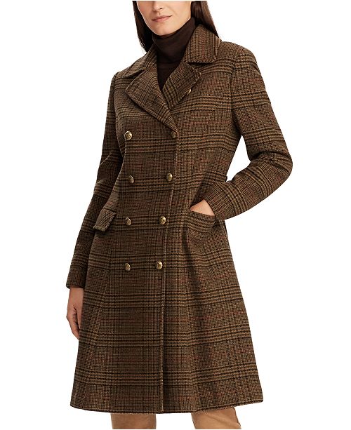 Lauren Ralph Lauren Plaid Print Double Breasted Coat Reviews