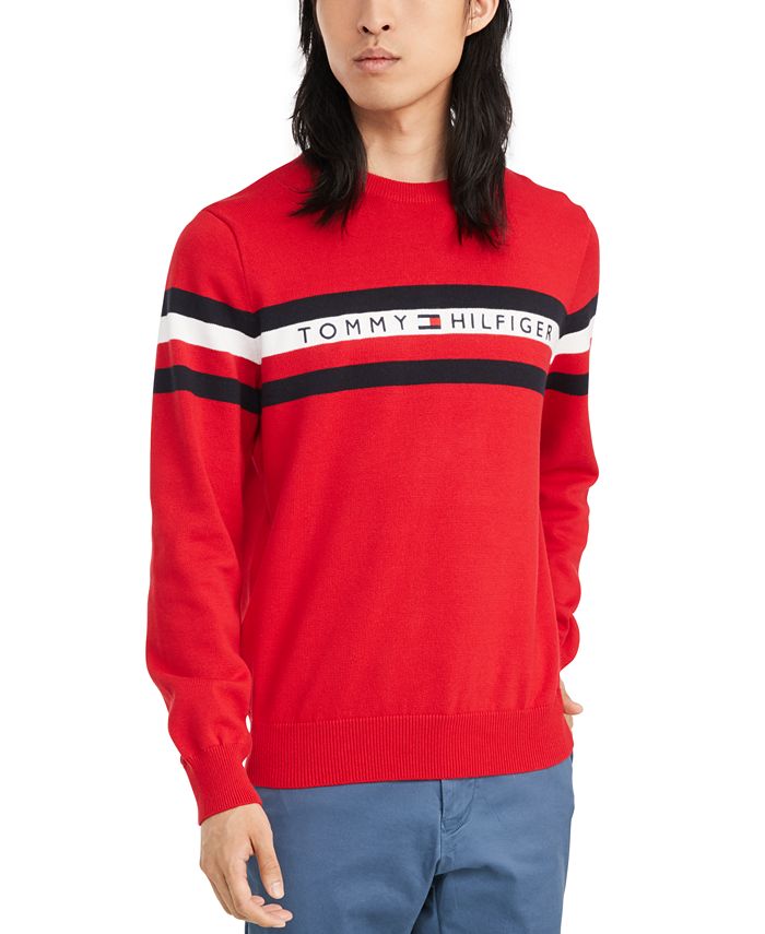 Tommy Hilfiger Men's Casper Regular-Fit Stripe Embroidered Logo Sweater ...