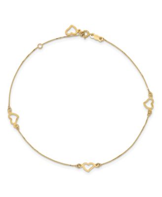 14k yellow gold heart anklet