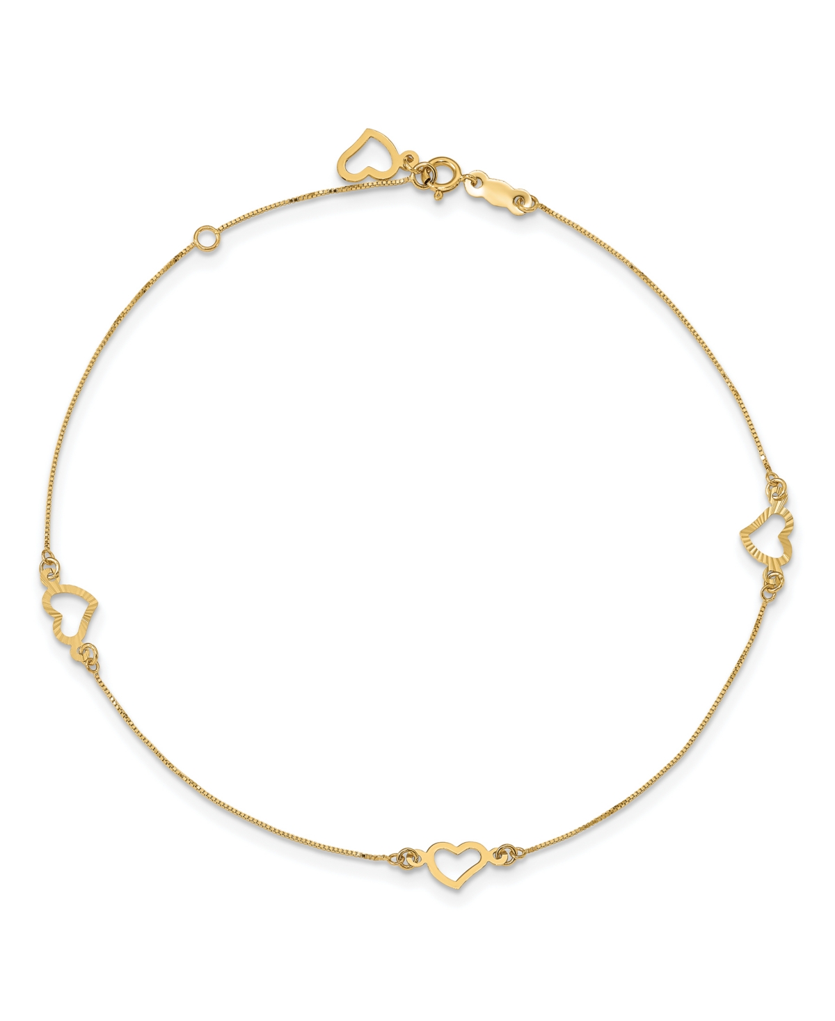 Adjustable Heart Anklet in 14k Yellow Gold - Gold
