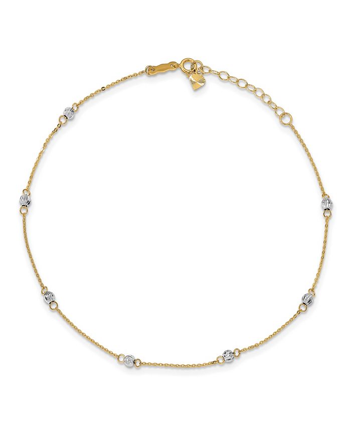 Macy's - Bead Anklet in 14k Yellow and White Gold