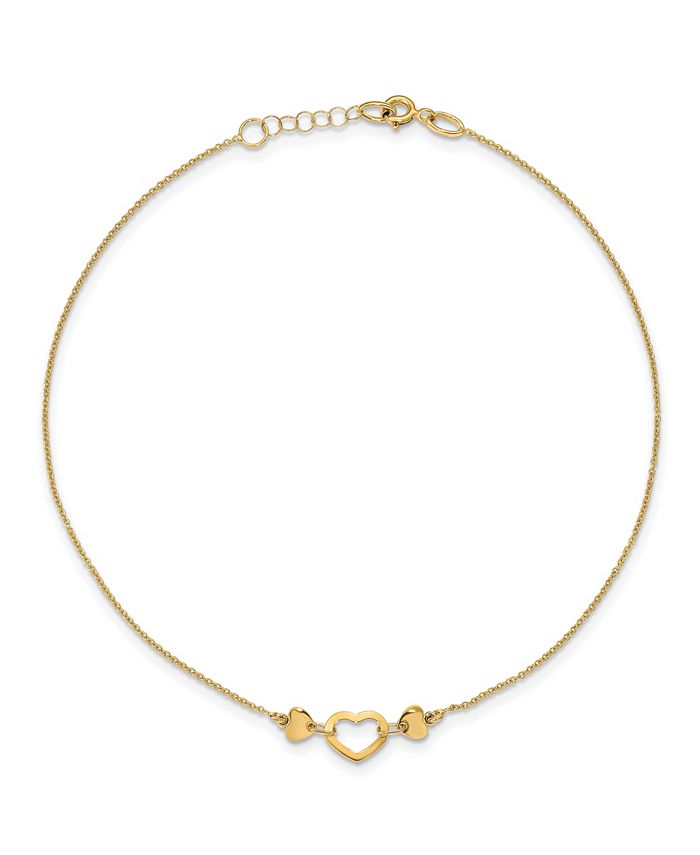 Macy's Polished Heart Anklet in 14k Yellow Gold - Macy's