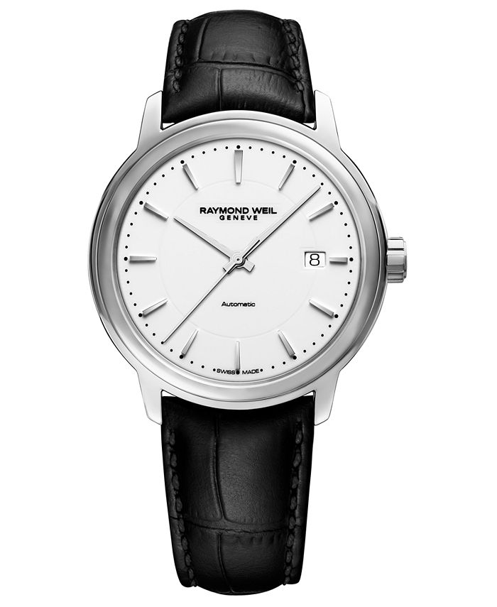 Raymond weil black new arrivals leather strap