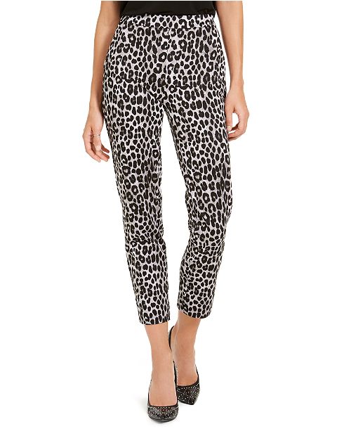 Michael Kors Leopard Print Pull-On Pants, Regular & Petite Sizes ...
